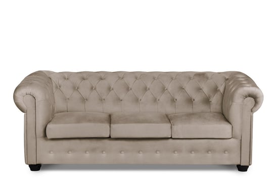Sofa 3 chesterfield PARUS beżowy, 198x70x87, tkanina Konsimo