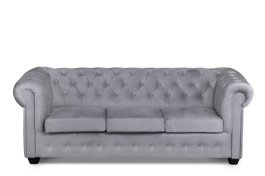 Sofa 3 chesterfield PARUS ciemny szary, 198x70x87, tkanina Konsimo