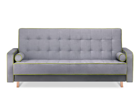Sofa 3 DOZER szary/zielony, 223x85x93, tkanina Konsimo