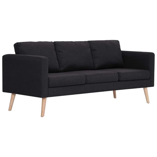 Sofa 3-osobowa czarna, drewniana rama, tapicerowan Zakito