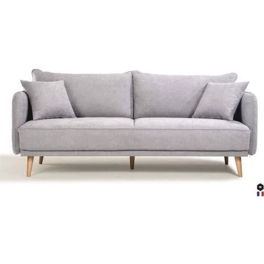 Sofa 3-osobowa DAREN - jasnoszara tkanina - styl skandynawski - 2 poduszki dekoracyjne - dł. 207 x gł. 90 x wys. 88 cm Inna marka