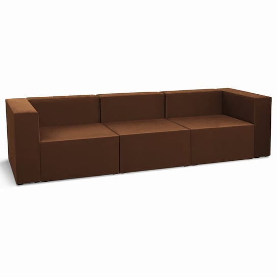 Sofa 3-osobowa modułowa LEON w kolorze brązowym – segment do zestawu mebli modułowych: 3 siedziska, 3 oparcia, 2 podłokietniki POSTERGALERIA