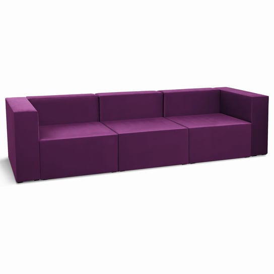 Sofa 3-osobowa modułowa LEON w kolorze fioletowym – segment do zestawu mebli modułowych: 3 siedziska, 3 oparcia, 2 podłokietniki POSTERGALERIA