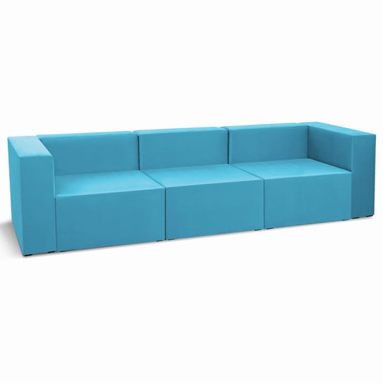 Sofa 3-osobowa modułowa LEON w kolorze jasnoniebieskim – segment do zestawu mebli modułowych: 3 siedziska, 3 oparcia, 2 podłokietniki POSTERGALERIA