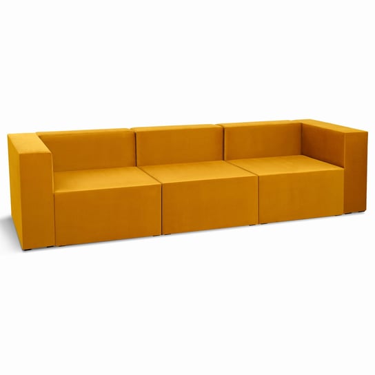 Sofa 3-osobowa modułowa LEON w kolorze miodowym – segment do zestawu mebli modułowych: 3 siedziska, 3 oparcia, 2 podłokietniki POSTERGALERIA