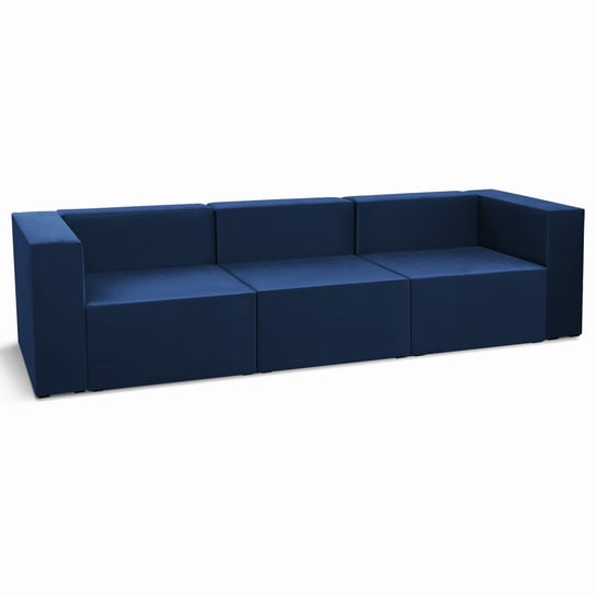 Sofa 3-osobowa modułowa LEON w kolorze niebieskim – segment do zestawu mebli modułowych: 3 siedziska, 3 oparcia, 2 podłokietniki POSTERGALERIA