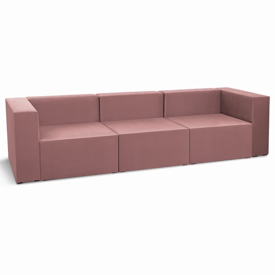 Sofa 3-osobowa modułowa LEON w kolorze różowym – segment do zestawu mebli modułowych: 3 siedziska, 3 oparcia, 2 podłokietniki POSTERGALERIA