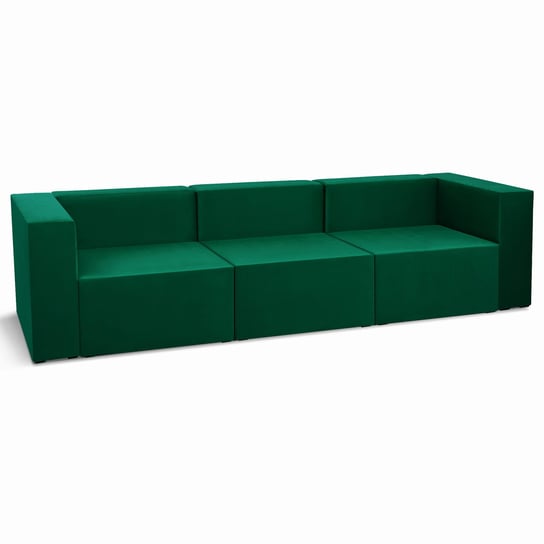 Sofa 3-osobowa modułowa LEON w kolorze zielonym – segment do zestawu mebli modułowych: 3 siedziska, 3 oparcia, 2 podłokietniki POSTERGALERIA