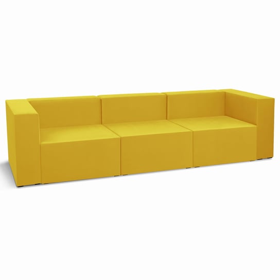 Sofa 3-osobowa modułowa LEON w kolorze żółtym  – segment do zestawu mebli modułowych: 3 siedziska, 3 oparcia, 2 podłokietniki POSTERGALERIA