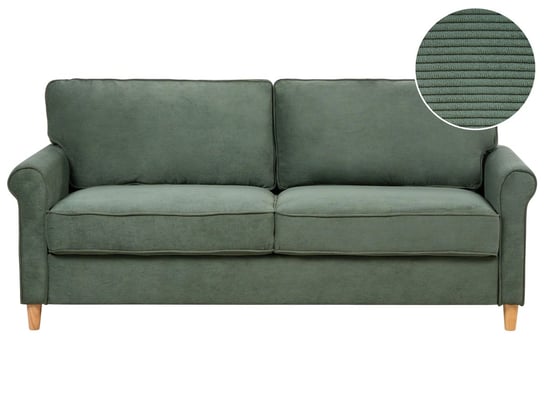 Sofa 3-osobowa sztruksowa ciemnozielona RONNEBY Beliani
