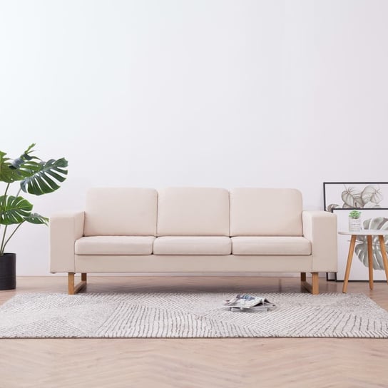 Sofa 3-osobowa, tapicerowana tkaniną, kremowa vidaXL