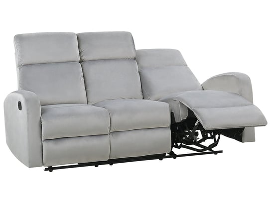 Sofa 3-osobowa welurowa z manualną funkcją relaksu jasnoszara VERDAL Beliani