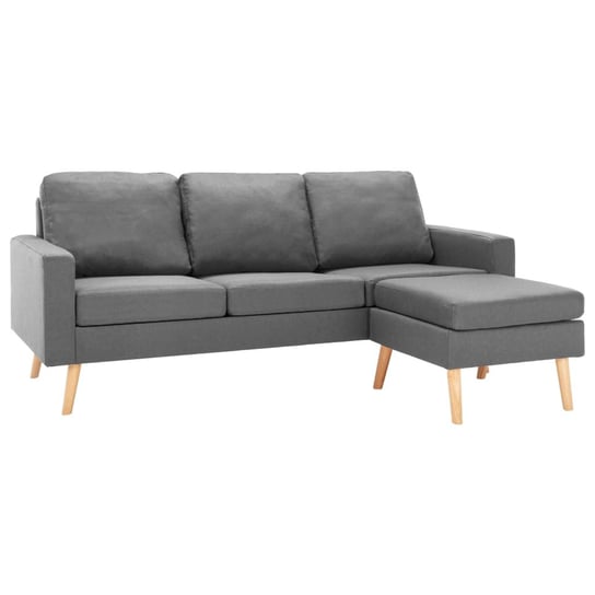 Sofa 3-osobowa z podnóżkiem, jasnoszary, 184x76x82 Zakito
