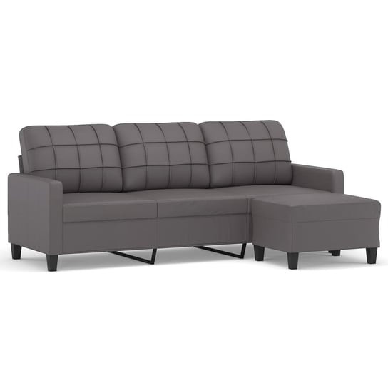 Sofa 3-osobowa z podnóżkiem, sztuczna skóra, szary / AAALOE Inna marka