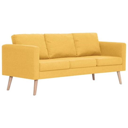 Sofa 3-osobowa żółta, 168x70x73 cm, drewniana rama Zakito