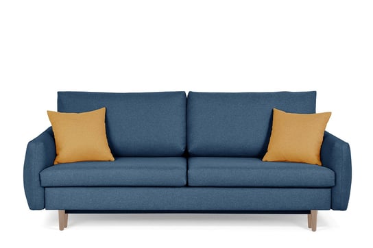 Sofa 3 TUBI *granatowy/żółty, 232x91x102, tkanina/drewno Konsimo