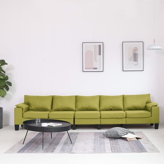 Sofa 5-osobowa vidaXL, zielona, tapicerowana tkaniną vidaXL