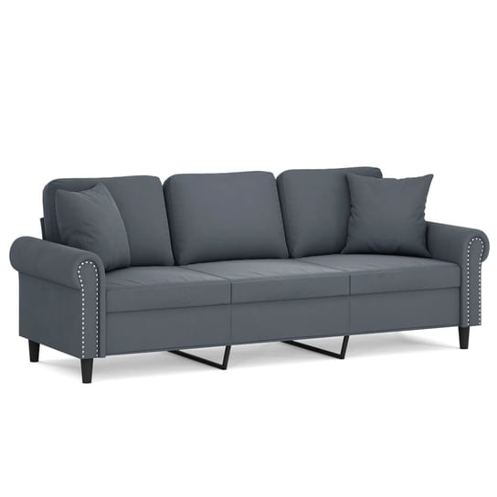 Sofa aksamitna 3-osobowa, ciemnoszara, 212x77x80 c Zakito Europe