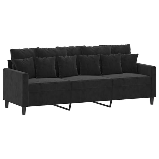 Sofa aksamitna czarna 3-osobowa 198x77x80 cm Zakito Europe