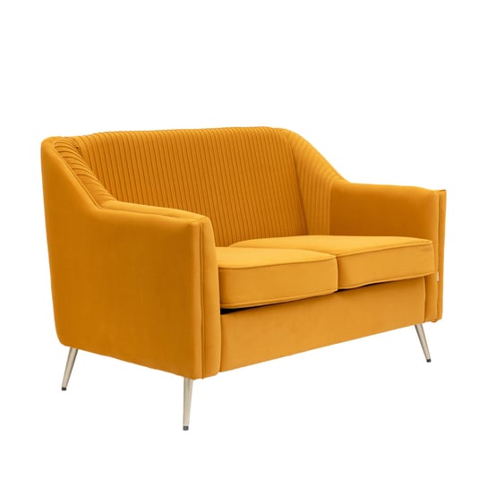 Sofa AVANT sofa 2-osobowa, welurowa musztardowa 127x82x81,5 cm HOMLA Homla