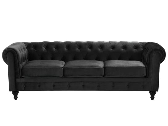 Sofa BELIANI Chesterfield, 3-osobowa, czarna, 70x201x75 cm Beliani