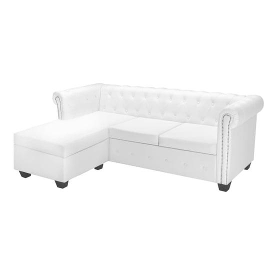 Sofa Chesterfield 200x140x73 cm, biała, sztuczna s / AAALOE Inna marka