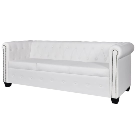 Sofa Chesterfield 3-osobowa, VidaXL, biała, 200,5x76x70 cm vidaXL