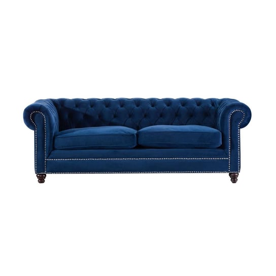 Sofa Chesterfield Classic Velvet indigo blue 3-os. rozkładana, 212×98×77cm Dekoria
