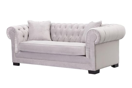 Sofa Chesterfield Classic, Velvet Light Grey 3os., 218x96x78 cm Dekoria