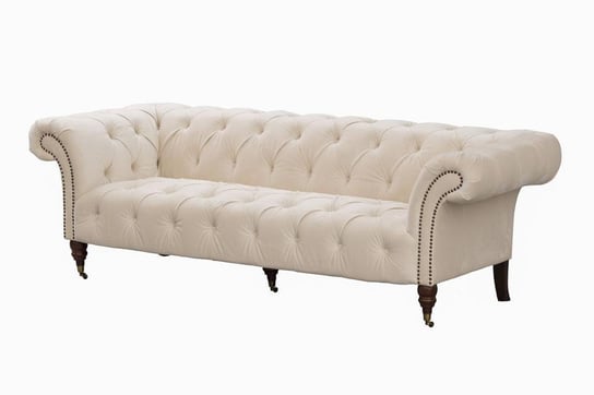Sofa Chesterfield Glamour, Velvet Cream 3os., 230x98x75 cm Dekoria