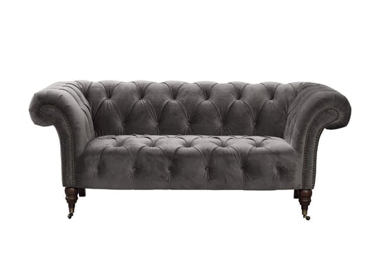 Sofa Chesterfield Glamour, Velvet Dark Grey 2os., 187x94x75 cm Dekoria