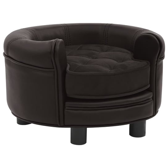 Sofa dla psa, brązowa, 48x48x32 cm, plusz i sztuczna skóra vidaXL