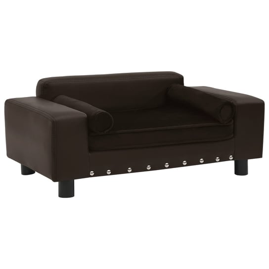 Sofa dla psa, brązowa, 81x43x31 cm, plusz i sztuczna skóra vidaXL