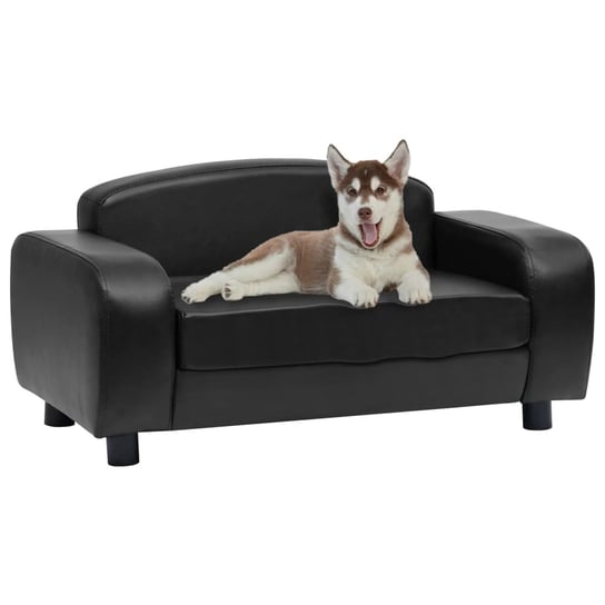 Sofa dla psa, czarna, 80x50x40 cm, sztuczna skóra vidaXL