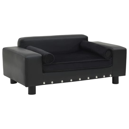 Sofa dla psa, czarna, 81x43x31 cm, plusz i sztuczna skóra vidaXL