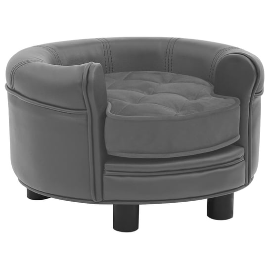 Sofa dla psa, szara, 48x48x32 cm, plusz i sztuczna skóra vidaXL
