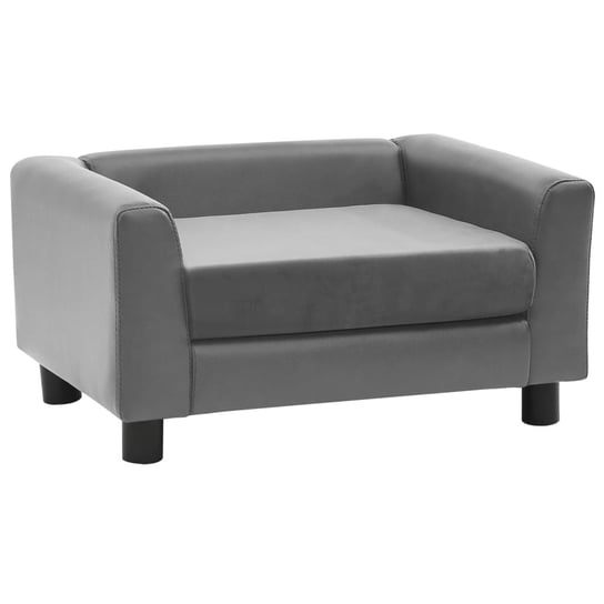 Sofa dla psa, szara, 60x43x30 cm, plusz i sztuczna skóra vidaXL