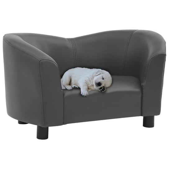 Sofa dla psa, szara, 67x41x39 cm, sztuczna skóra vidaXL