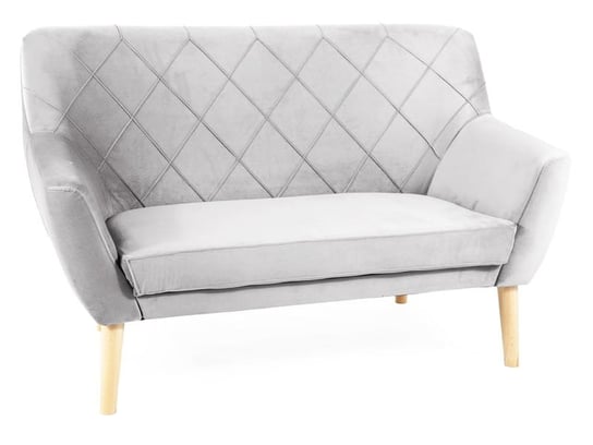 Sofa do salonu welurowy pikowany KIER 2 VELVET jasno szara/buk SIGNAL Signal Meble
