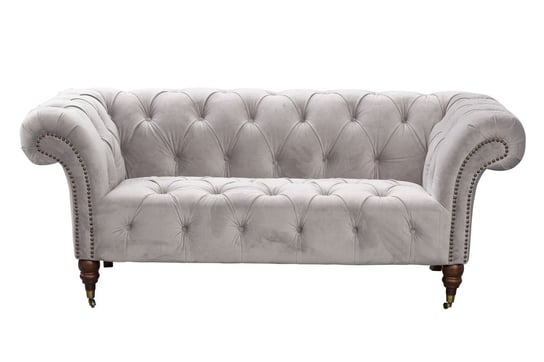 Sofa dwuosobowa DEKORIA Chesterfield Glamour Velvet, szara, 187x94x74 cm Dekoria
