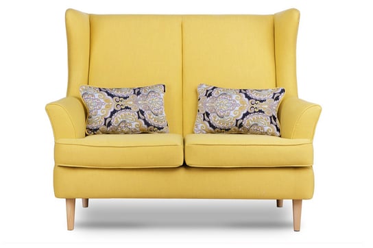 Sofa dwuosobowa KONSIMO Stralis, żółty, 136x106x96 cm Konsimo