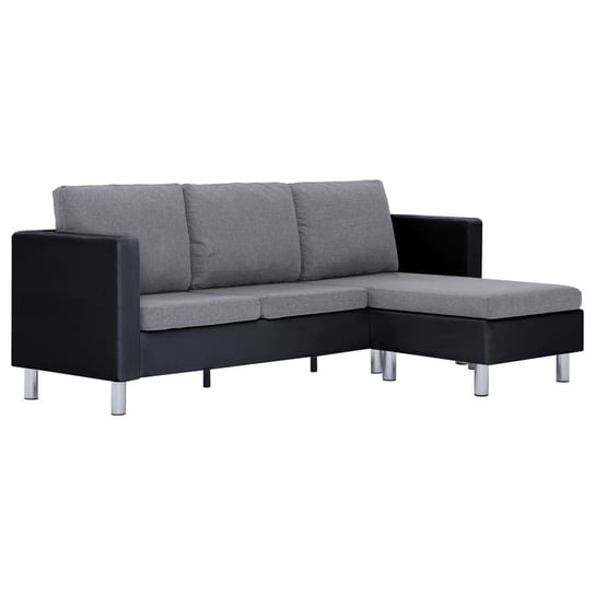 Sofa ELIOR Karlo 4Q z szezlongiem, czarno-jasnoszara, 188x122x77 cm Elior