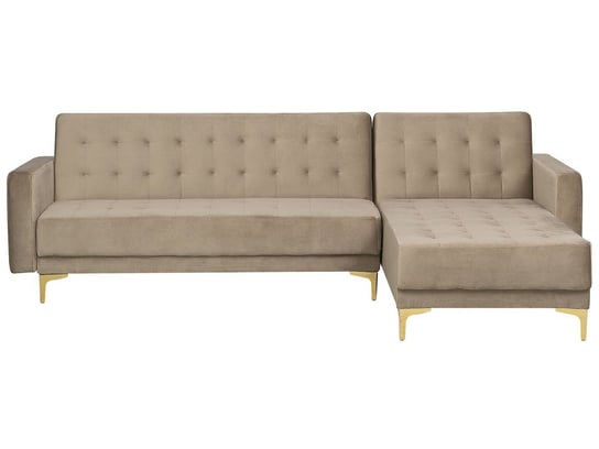 Sofa lewostronna welurowa rozkładana BELIANI Aberdeen, beżowa, 60x241 cm Beliani