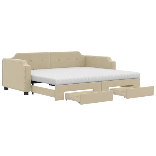 Sofa łóżko rozkładana 2w1 kremowa 223x192,5x66,5cm Inna marka