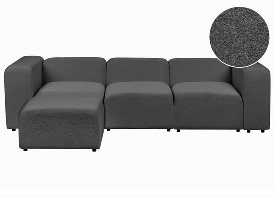 Sofa modułowa 3-osobowa boucle z otomaną ciemnoszara FALSTERBO Beliani