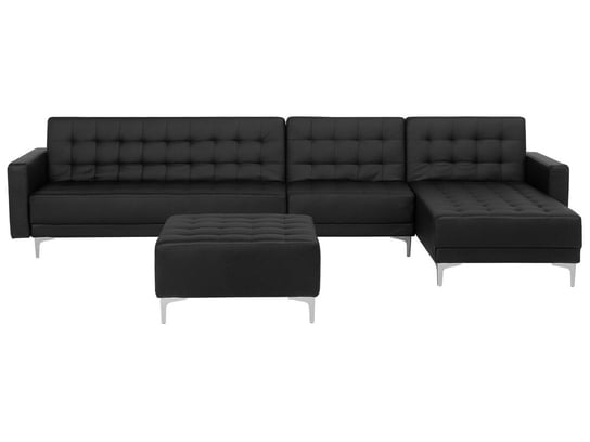 Sofa modułowa rozkładana BELIANI Aberdeen, lewostronna, otomana, czarna, 83x347x168 cm Beliani