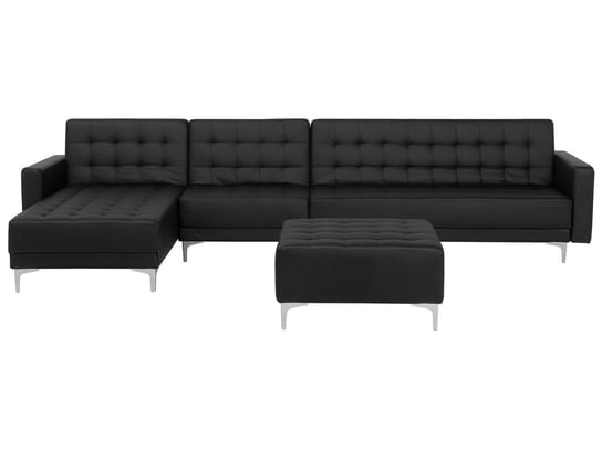 Sofa modułowa rozkładana BELIANI Aberdeen, prawostronna, otomana, czarna, 83x347x168 cm Beliani