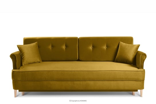 Sofa na nóżkach rozkładana żółty ARIS Konsimo
