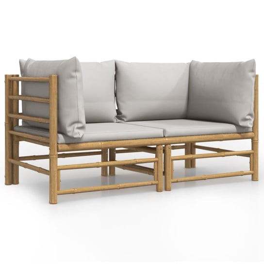 Sofa narożna bambusowa z poduszkami - jasnoszary Zakito Europe
