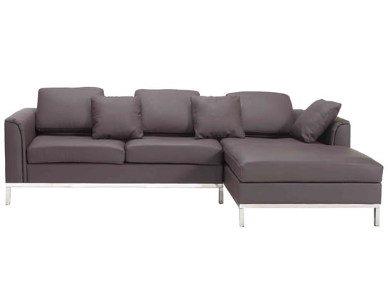Sofa narożna BELIANI Oslo, lewa, brązowa, 64x270x151 cm Beliani
